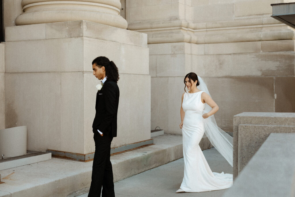 Embracing the Moment: Zeba and Amir's Heartfelt First Look in the Elegance of Ottawa Union Station - Luxury Wedding Toronto"