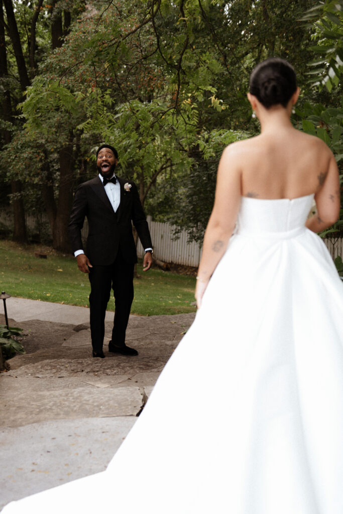 Emotional first look at a luxury September Toronto wedding
