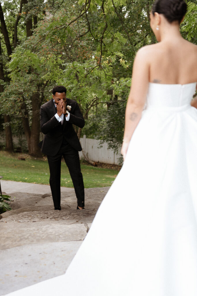 Emotional first look at a luxury September Toronto wedding