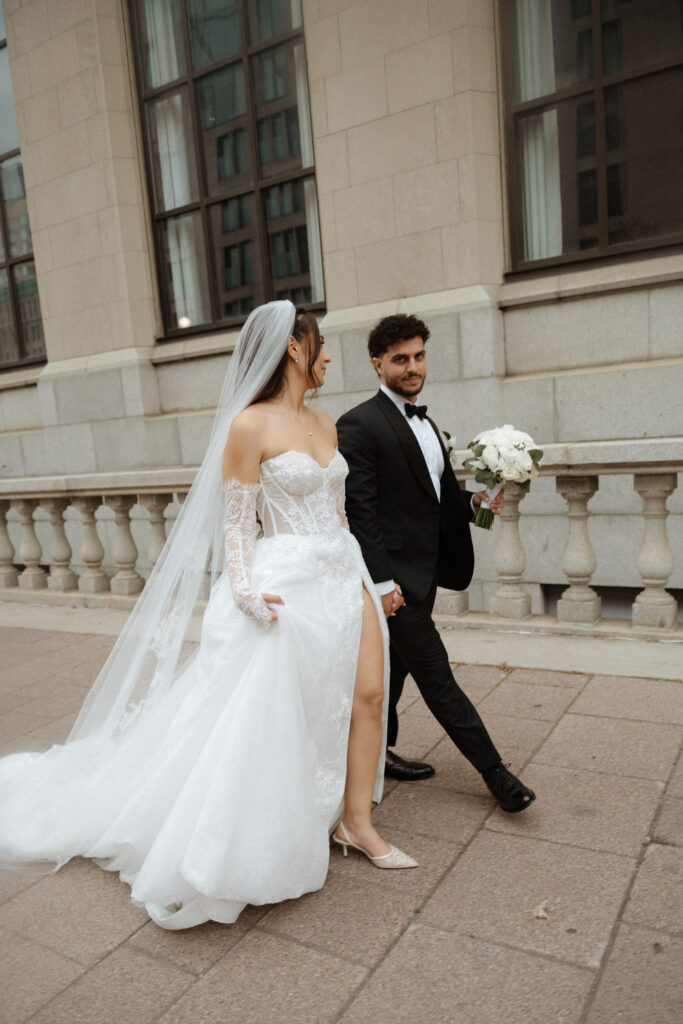Blue hour wedding portraits in Ottawa photographed by a Toronto wedding photographer