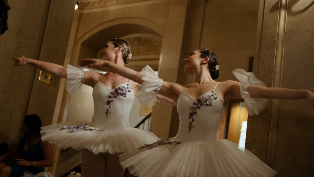 Luxury wedding reception with ballerina performance at Château Laurier Ottawa