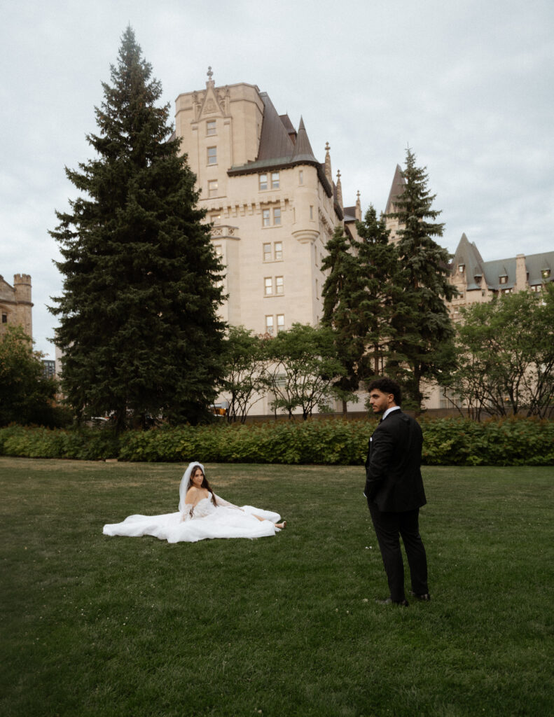 Editorial wedding portraits during a Lebanese wedding at Château Laurier Ottawa on film by Toronto Wedding Photographer