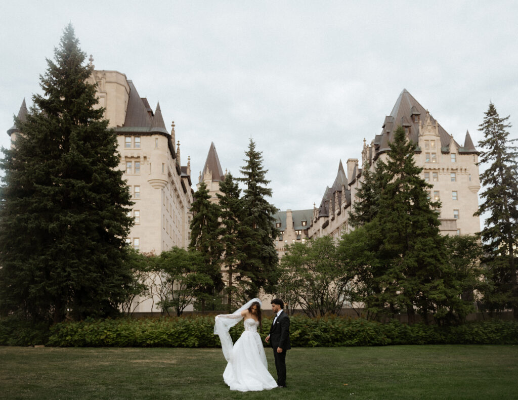 Editorial wedding portraits during a Lebanese wedding at Château Laurier Ottawa on film by Toronto Wedding Photographer