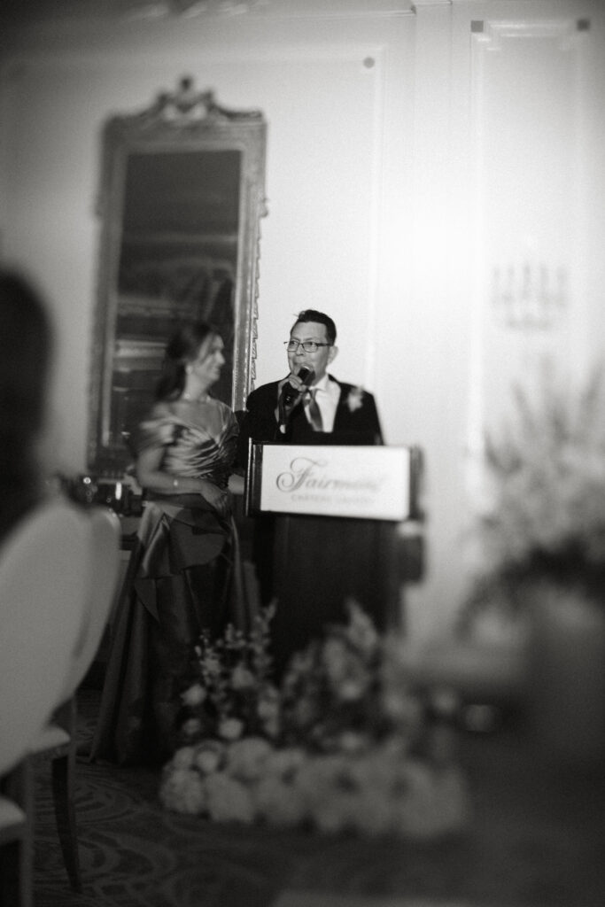 Cinematic wedding reception at Château Laurier Ottawa photographed by a Toronto wedding photographer