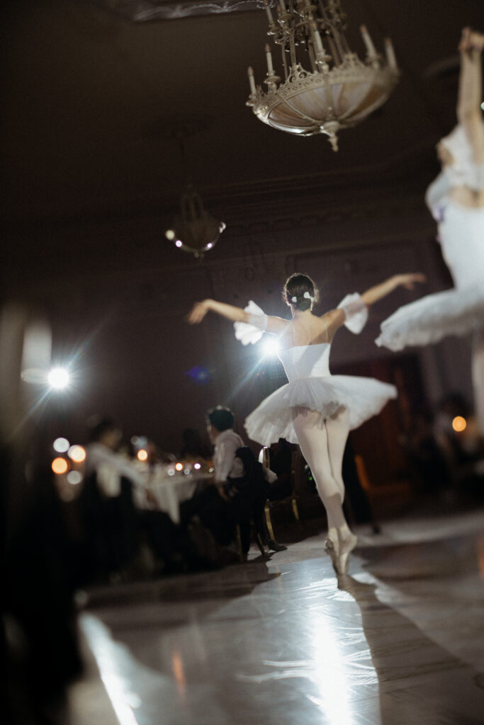 Luxury wedding reception with ballerina performance at Château Laurier Ottawa