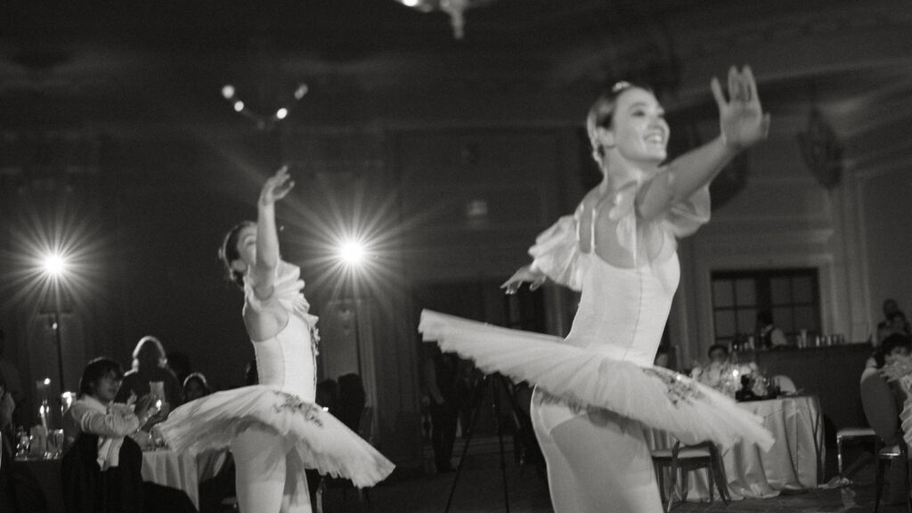 Luxury wedding reception with ballerina performance at Château Laurier Ottawa