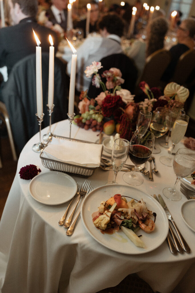 Candlelit reception at the University Club of Toronto, photographed by a Toronto wedding photographer
