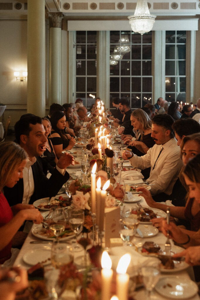 Candlelit reception at the University Club of Toronto, photographed by a Toronto wedding photographer